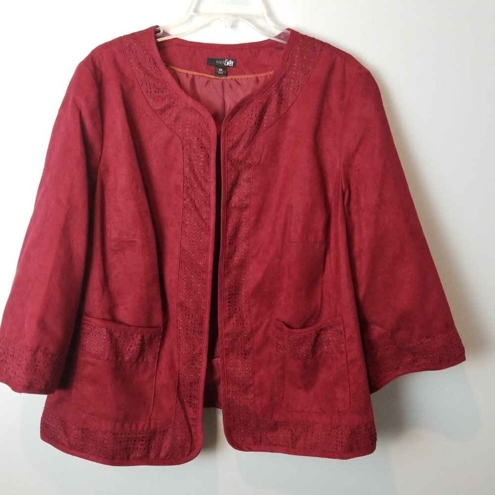 East 5th Burgundy Red Faux Suede Blazer 2X